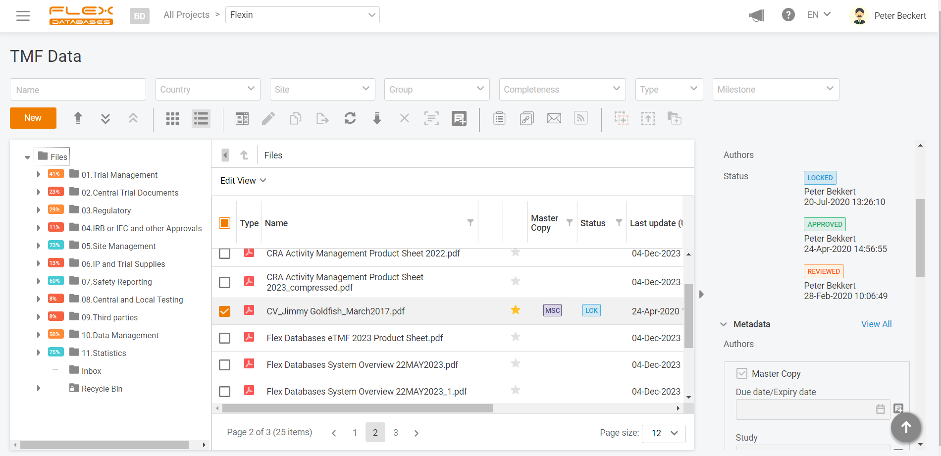 screenshot of Flex Databases platform